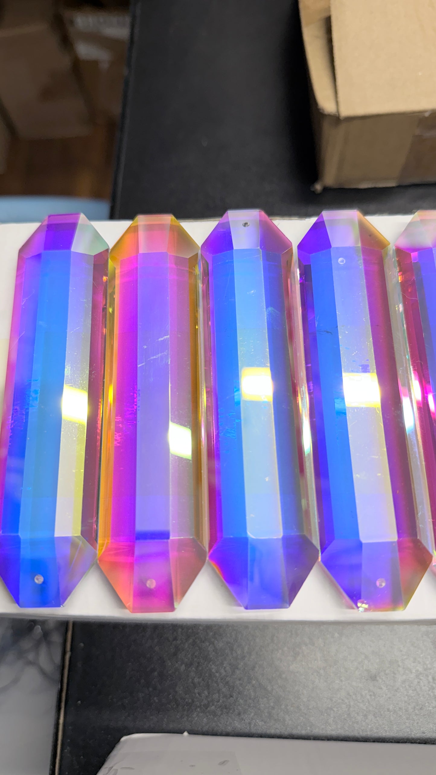 Flawed Destash— 10 pcs 5 inch Iridescent AB Bar Prisms