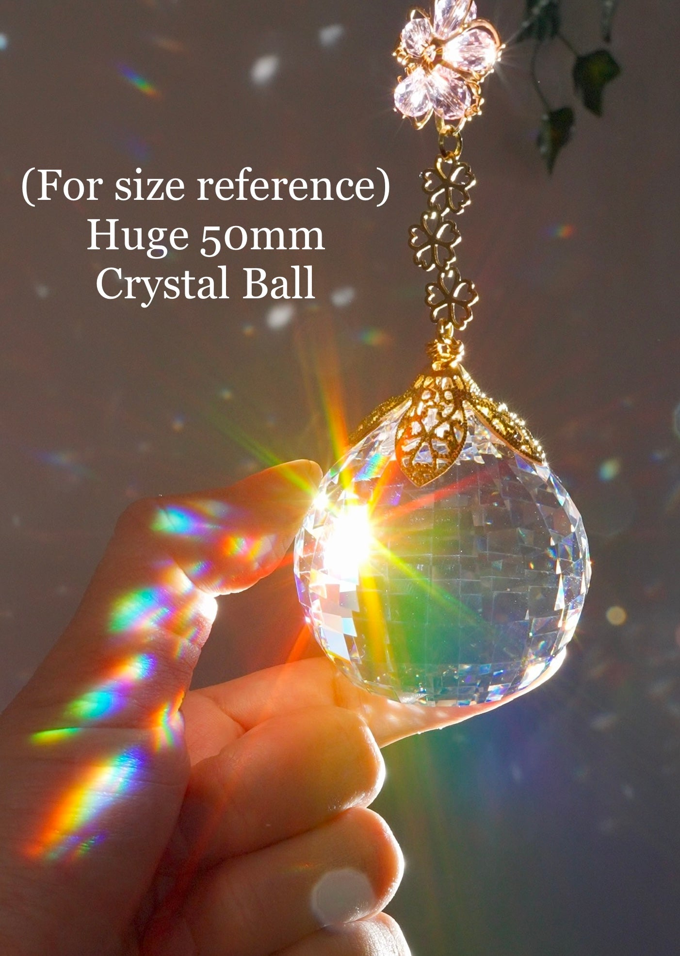 "Eventide" Dragonfly Crystal Ball Suncatcher, Window Charm made with ombré prisms and 18k Gold-Plated Brass
