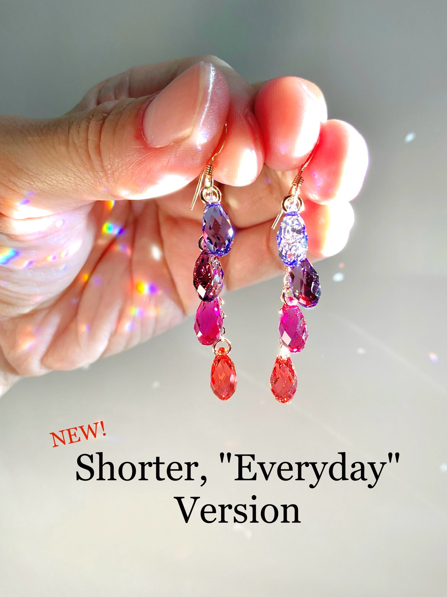 "Sunset Raindrops" ~ *Luxe* Ombré Crystal Waterfall earrings, Sterling Silver or 14k Gold-Filled, magenta pink purple