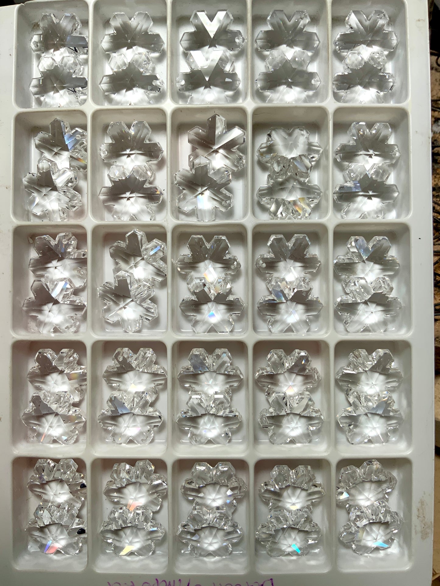 Destash— 53 pcs Sw****ski Crystal Snowflake Prisms (makes fantastic rainbows!) Imperfects/Flawed
