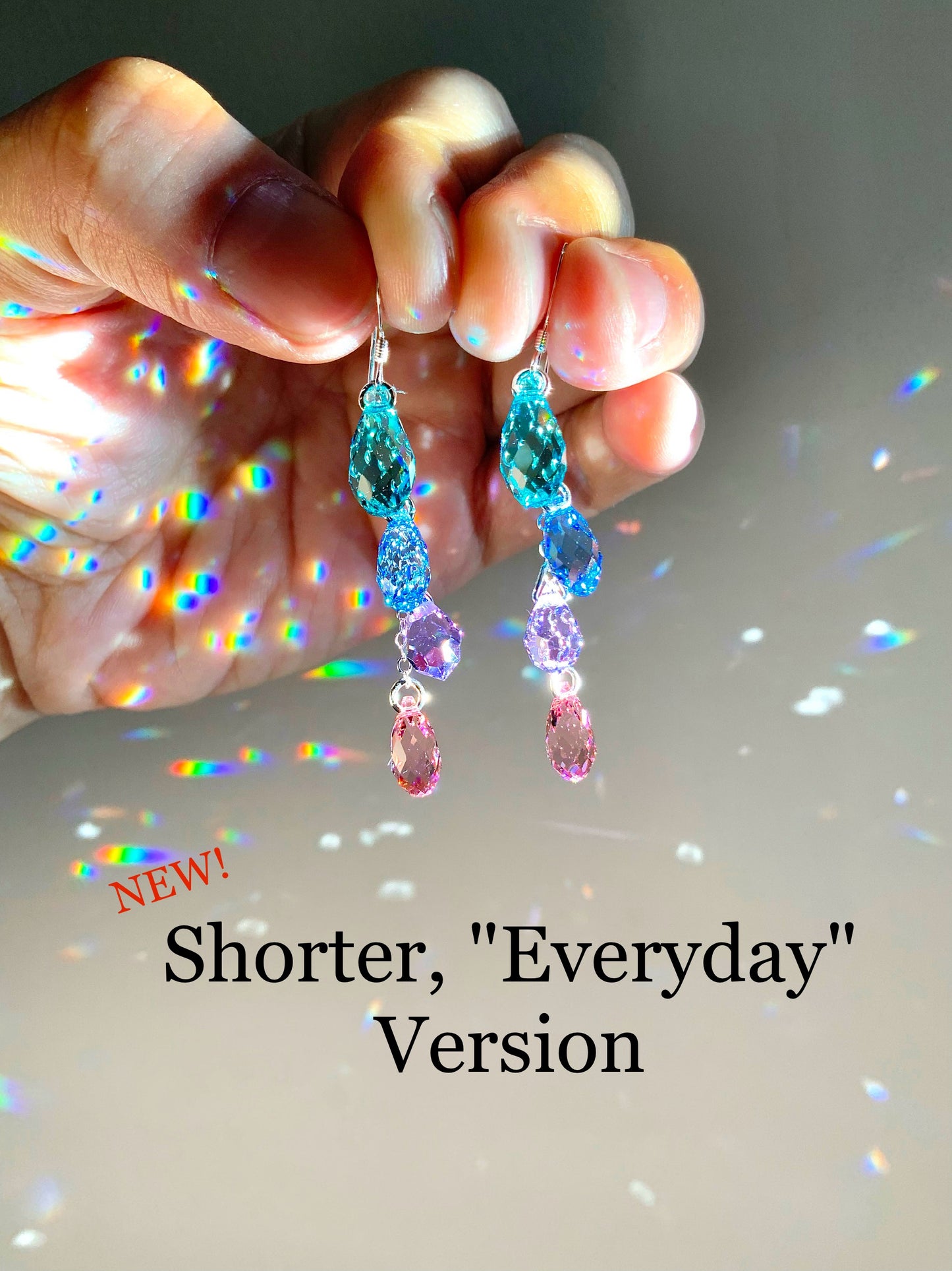 "Joie de Vivre" ~ *Luxe* Ombré Pastel Crystal Waterfall earrings, Aqua Violet Pink, Sterling Silver or 14k Gold-Filled