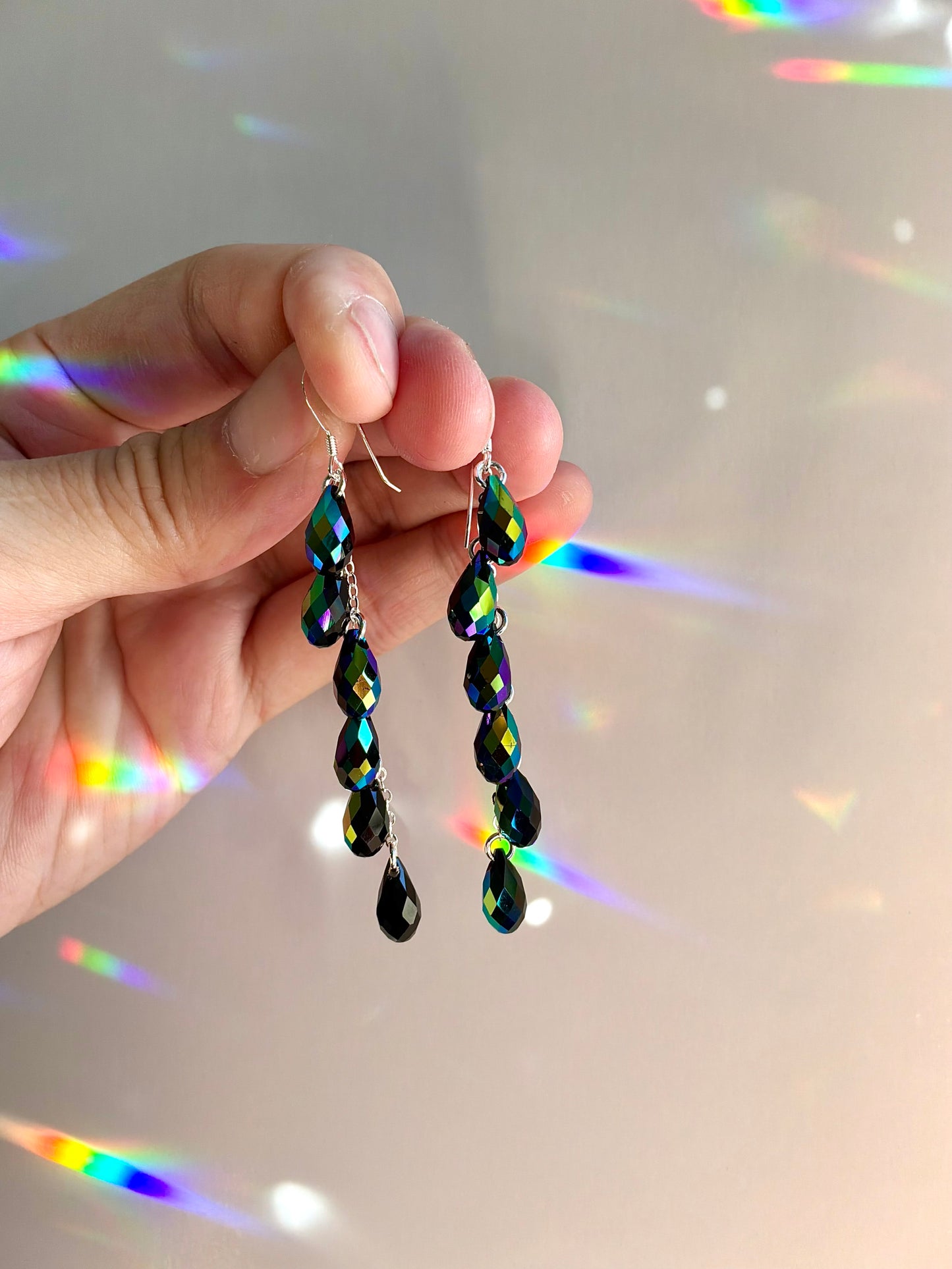 "Midnight Stardust" ~ *Luxe* Crystal Waterfall earrings, Sterling Silver or 14k Gold-Filled