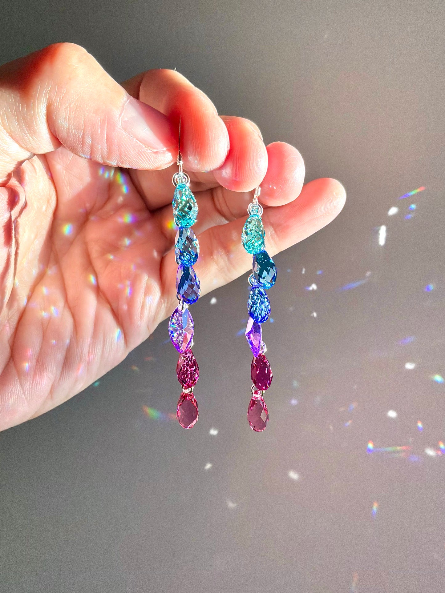 "Jubilee" ~ *Luxe* Ombré Crystal Waterfall earrings with The Perfect Purple, Sterling Silver or 14k Gold-Filled