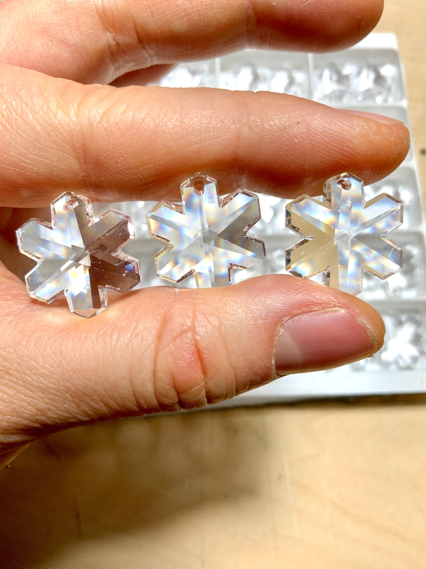 Destash— 53 pcs Sw****ski Crystal Snowflake Prisms (makes fantastic rainbows!) Imperfects/Flawed