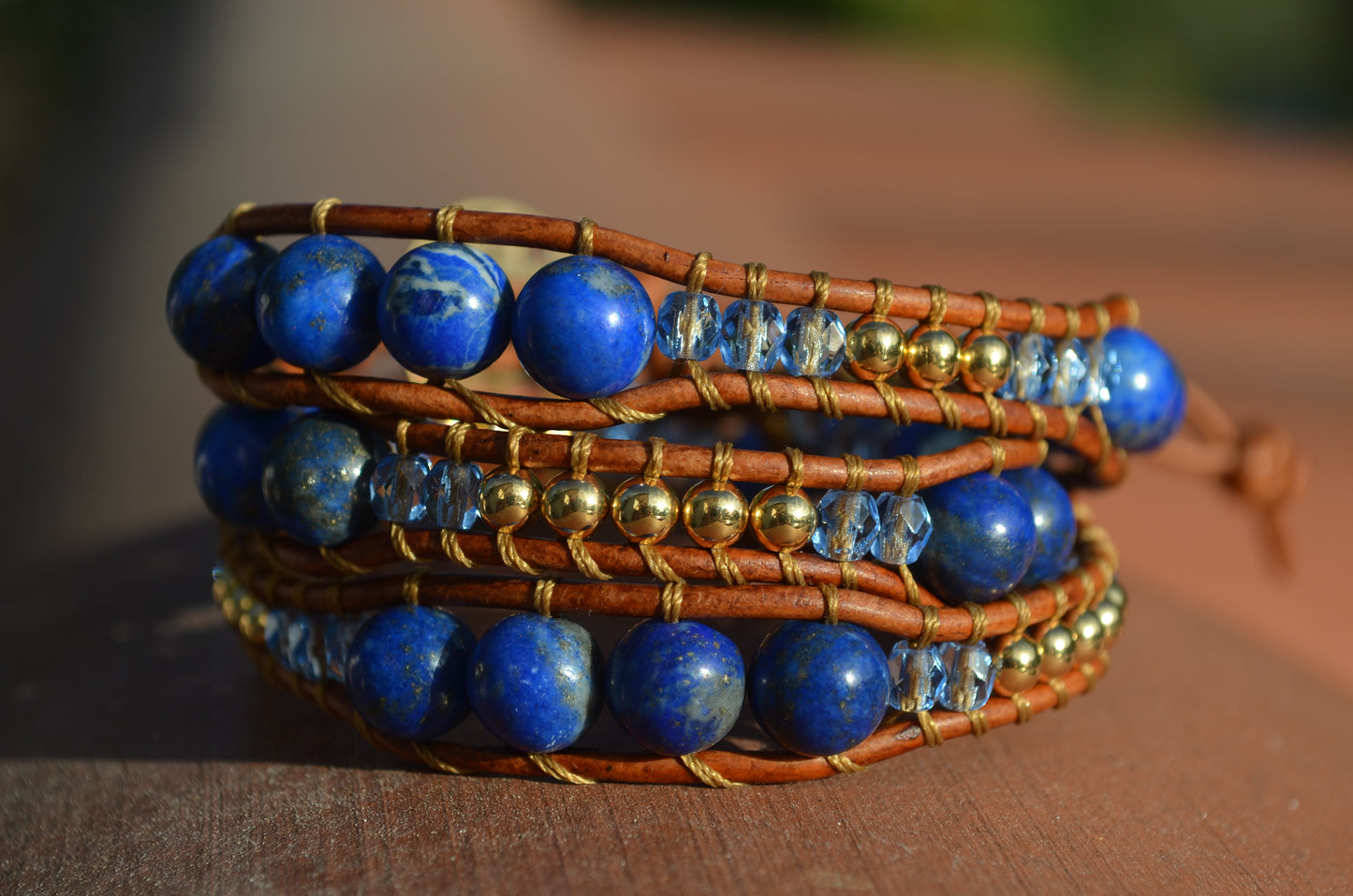 *Clearance* OG MargayB Gemstone Leatherwrap Bracelets, naturally dyed Leather made in USA