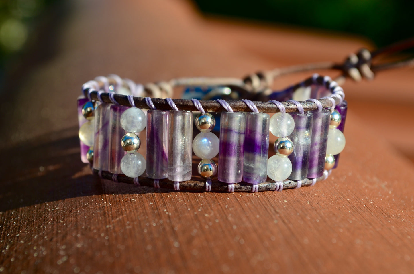 *Clearance* OG MargayB Gemstone Leatherwrap Bracelets, naturally dyed Leather made in USA