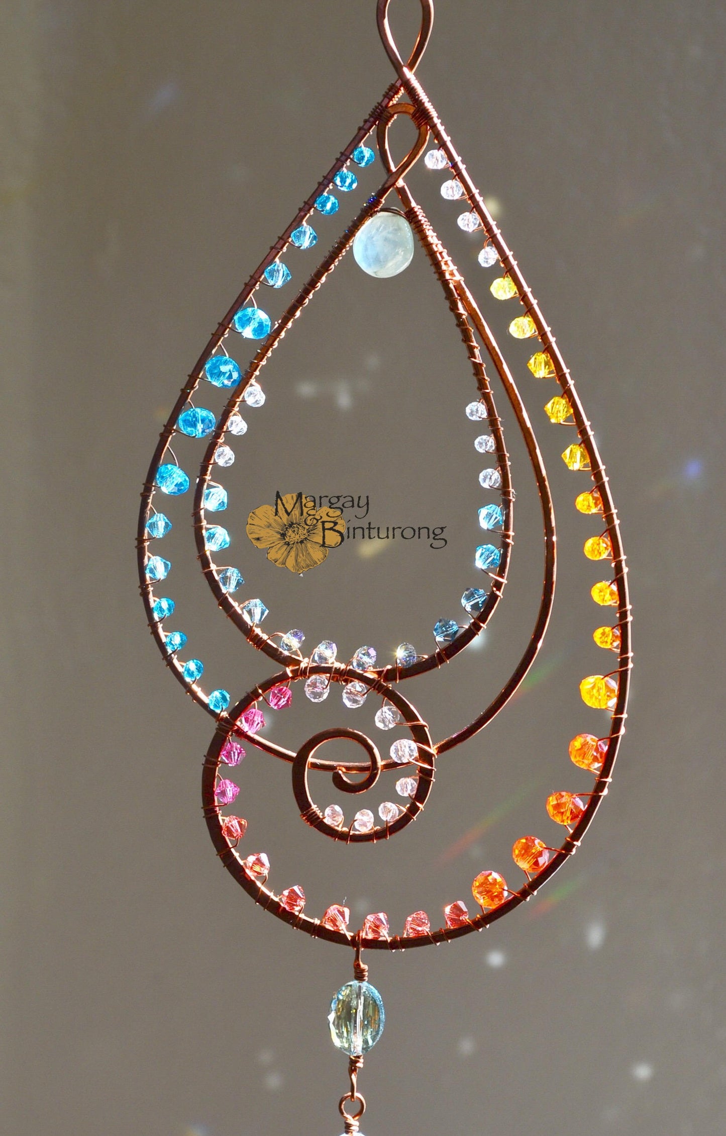 Paisley-esque Suncatcher made with Crystal prisms is wire art waiting to be hung in your home
