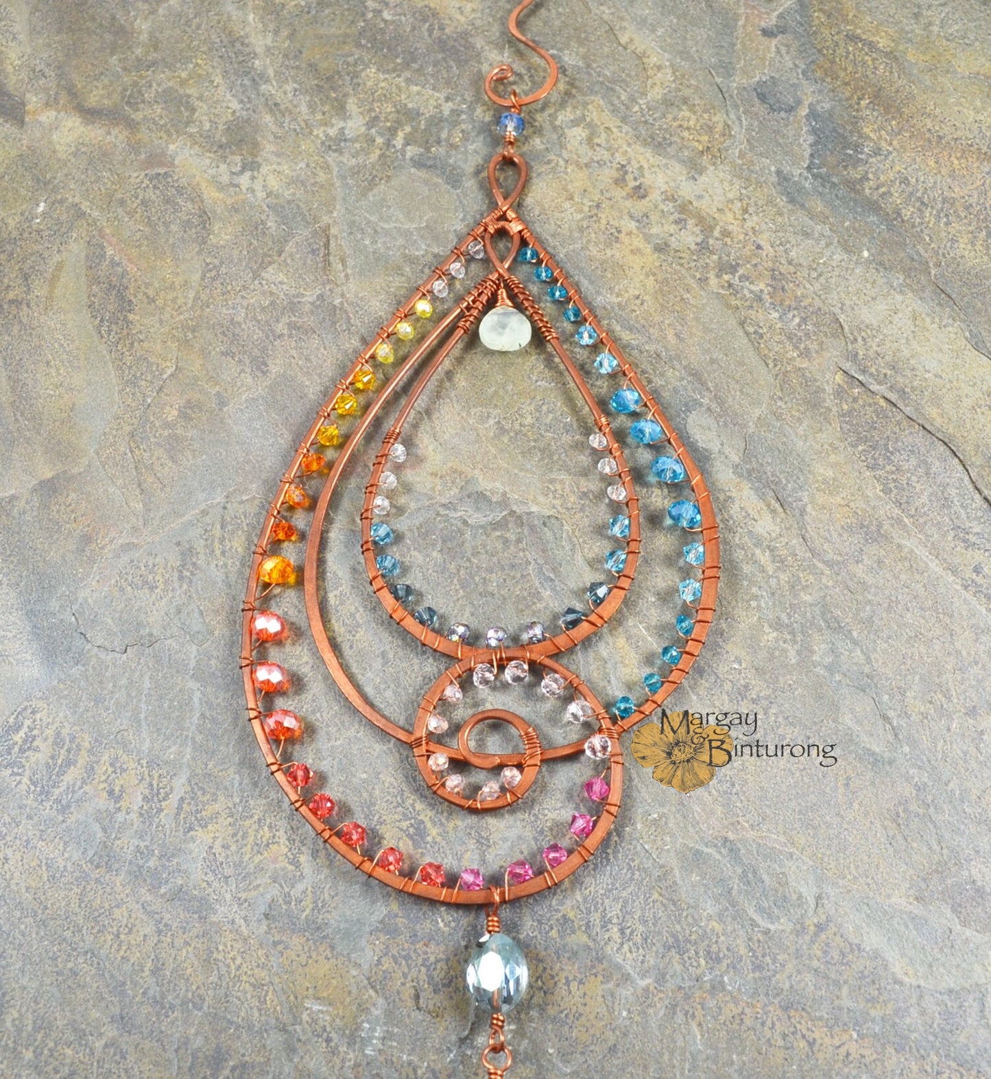Paisley-esque Suncatcher made with Crystal prisms is wire art waiting to be hung in your home