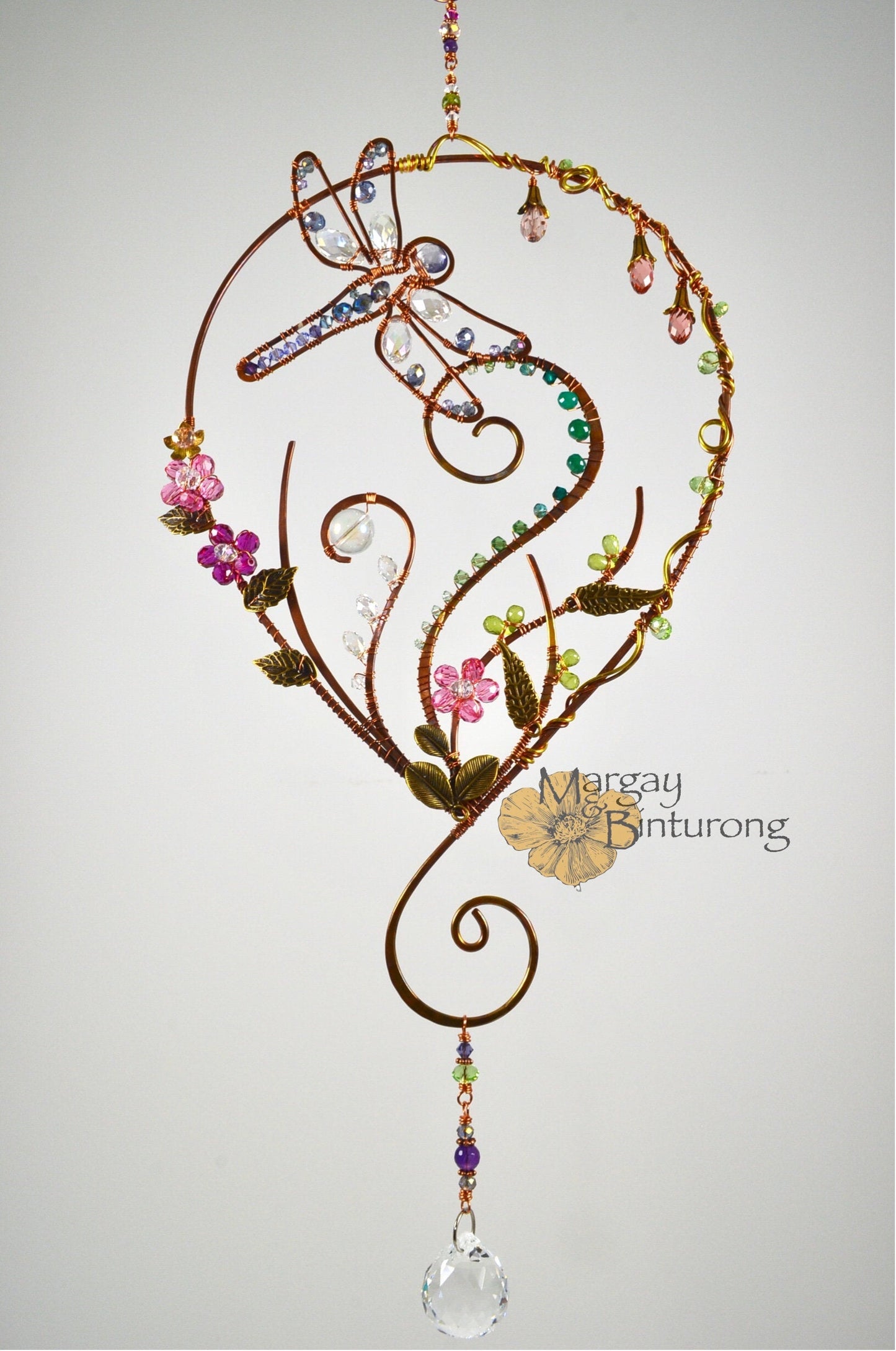 Garden Dragonfly Suncatcher Made From Wire and Crystal prisms