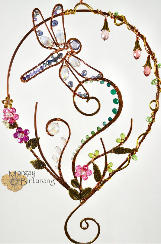 Garden Dragonfly Suncatcher Made From Wire and Crystal prisms