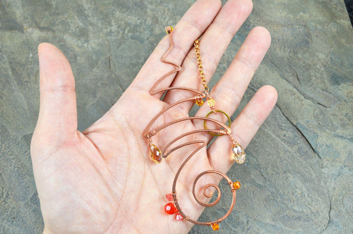 “Passion” Unalome ~ Mini Suncatcher Made with Crystal prism beads