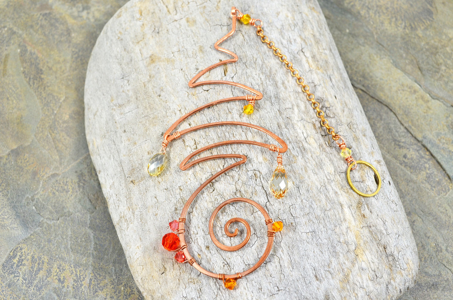 “Passion” Unalome ~ Mini Suncatcher Made with Crystal prism beads