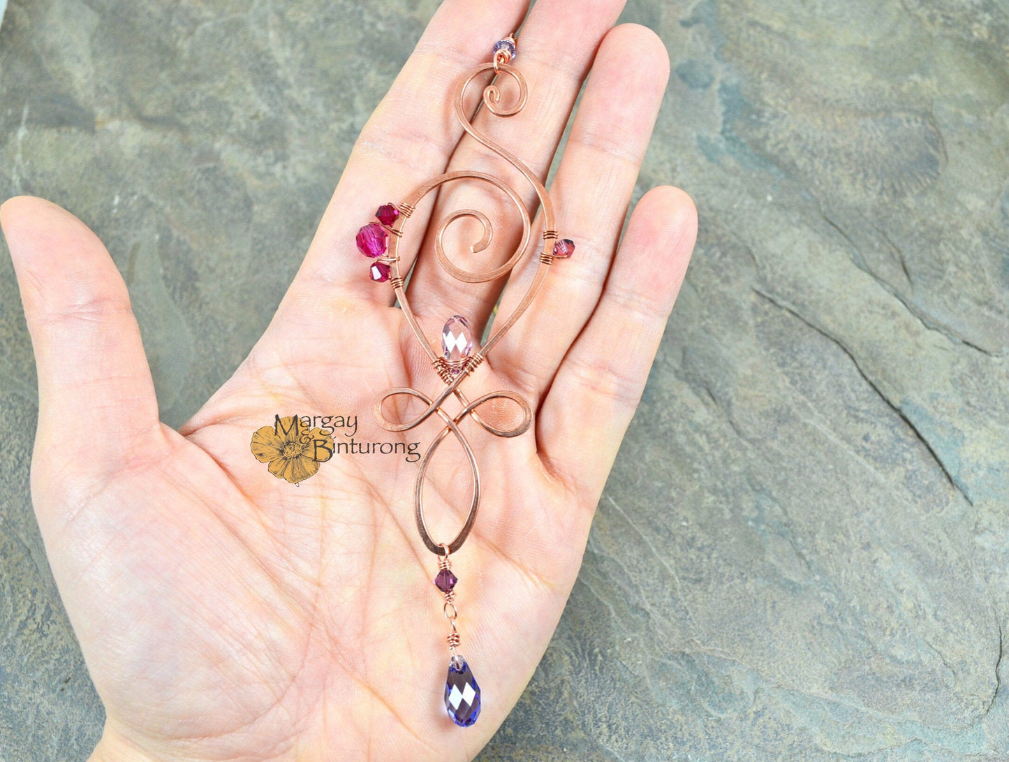 “Love” Unalome ~ Mini Suncatcher Featuring Crystal prisms