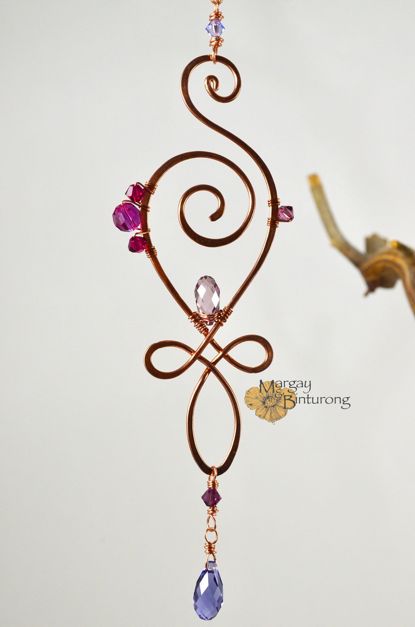 “Love” Unalome ~ Mini Suncatcher Featuring Crystal prisms