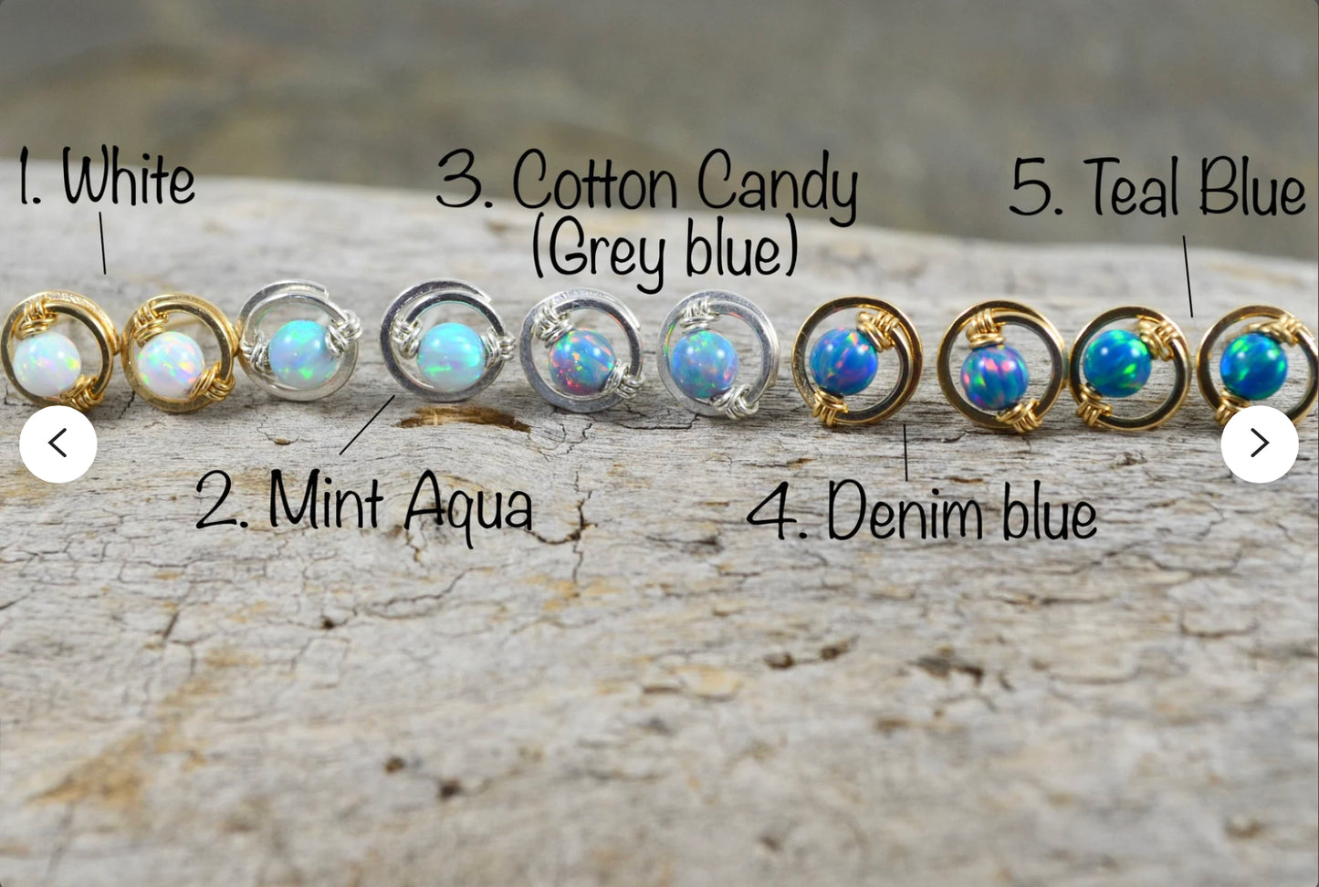 Opal Gemstone Stud earrings in Sterling Silver or 14k Gold Filled