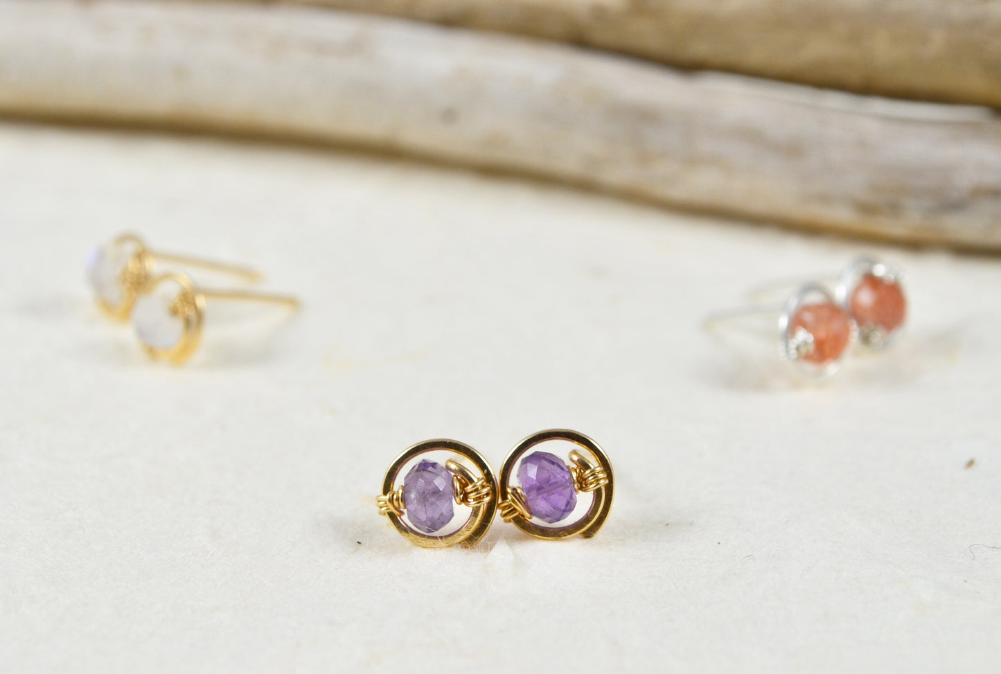 Amethyst Gemstone Stud earrings in Sterling Silver or 14k Gold Filled