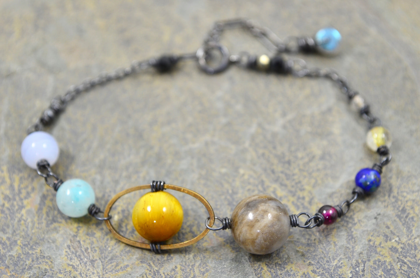 Gemstone Solar System Bracelet in Sterling Silver
