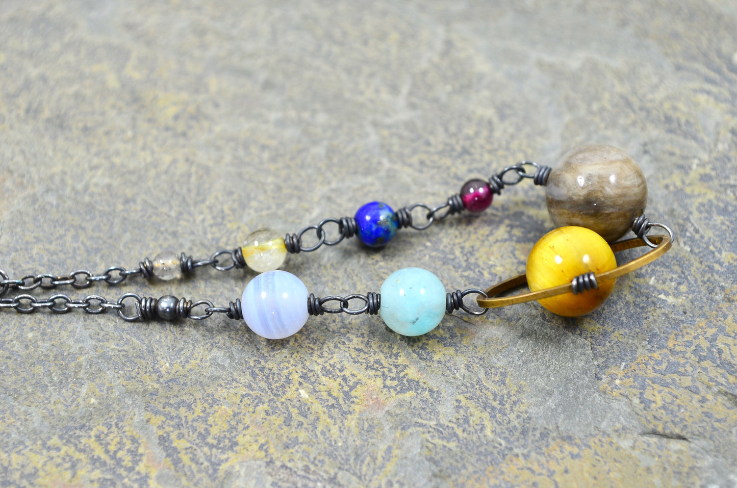 Gemstone Solar System Bracelet in Sterling Silver