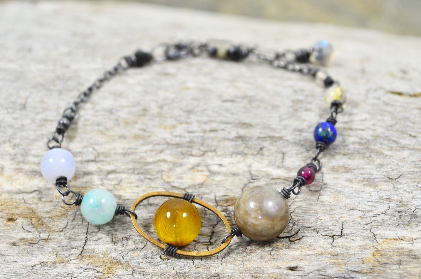 Gemstone Solar System Bracelet in Sterling Silver