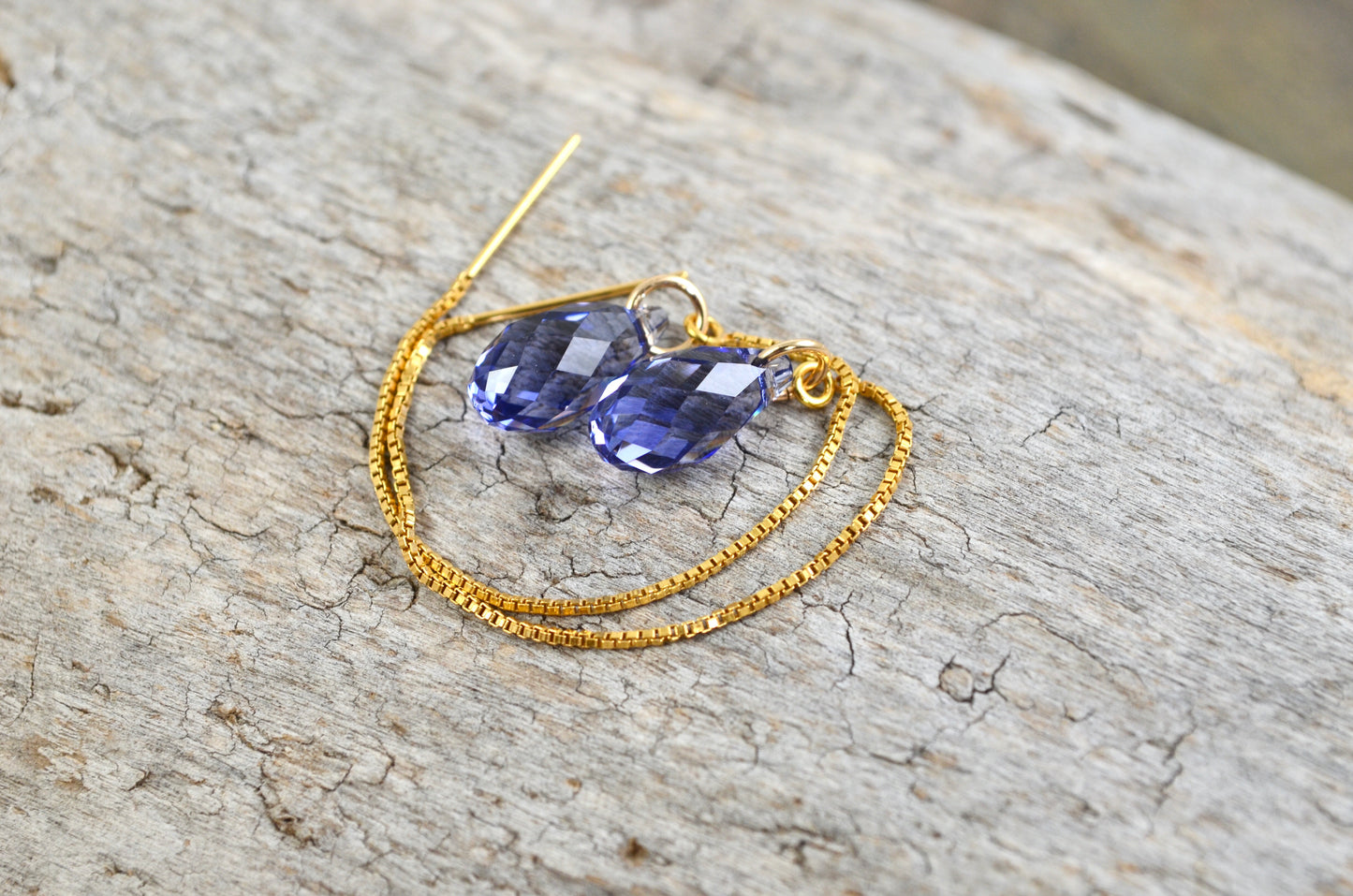 Long Crystal Ear Threaders in Sterling Silver or 14k Gold Filled; Choose your color