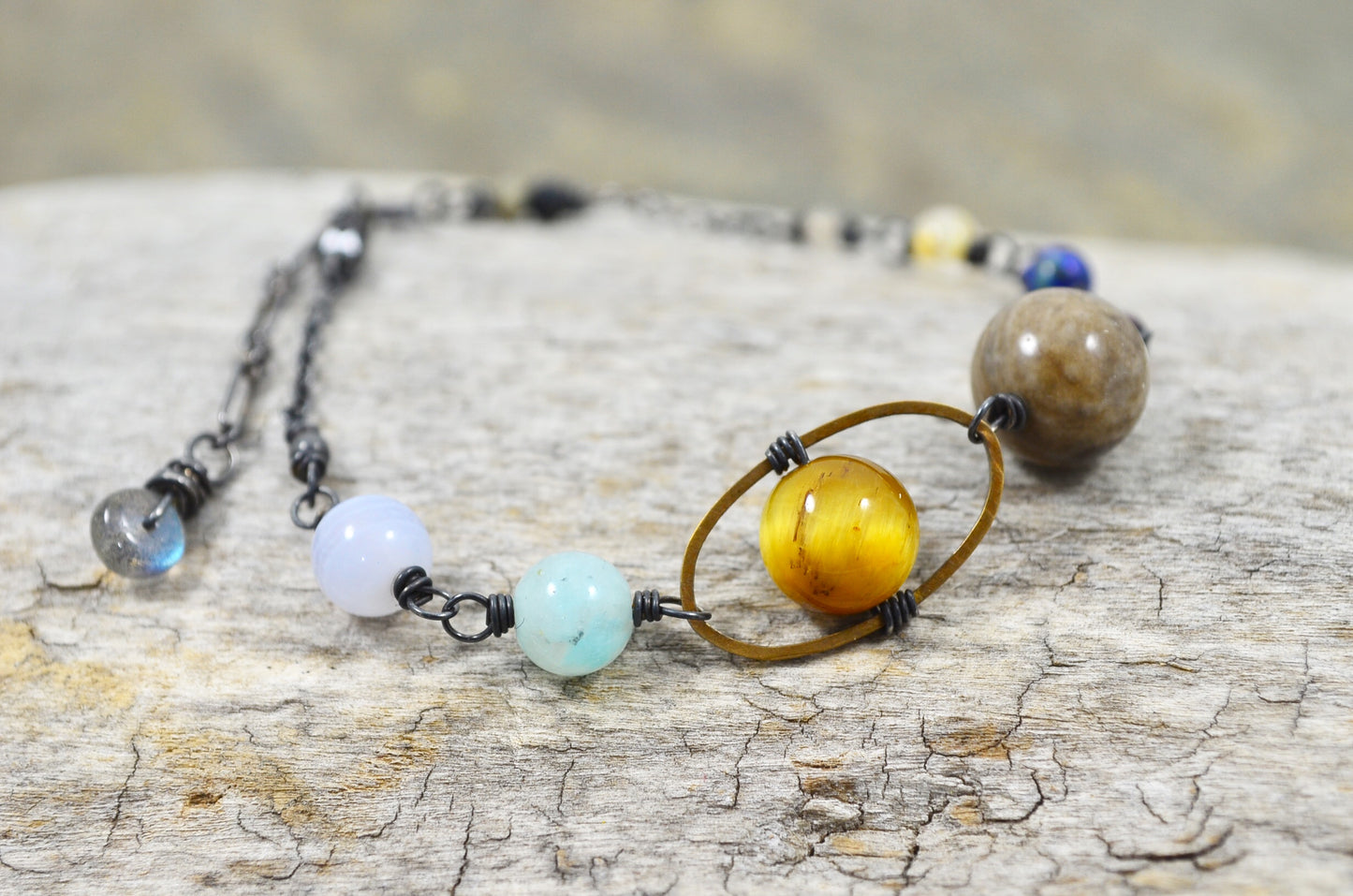 Gemstone Solar System Bracelet in Sterling Silver