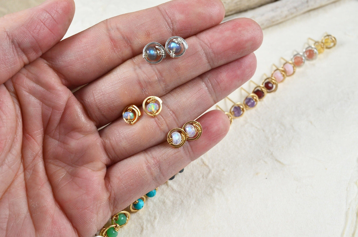 Carnelian Gemstone Stud earrings in Sterling Silver or 14k Gold Filled