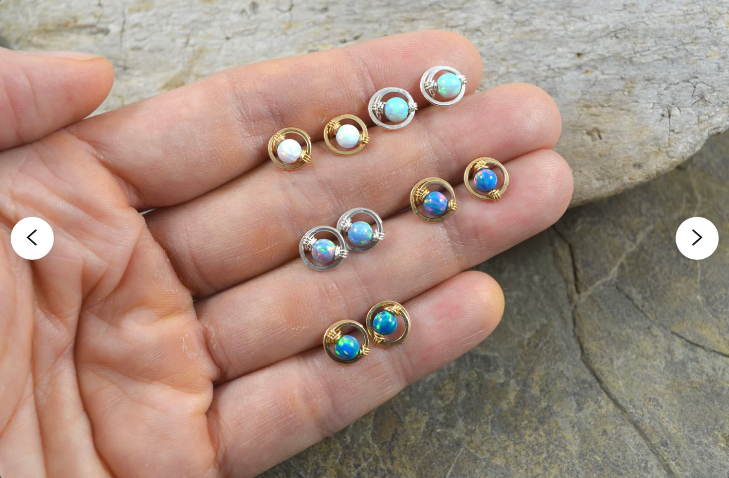 Opal Gemstone Stud earrings in Sterling Silver or 14k Gold Filled