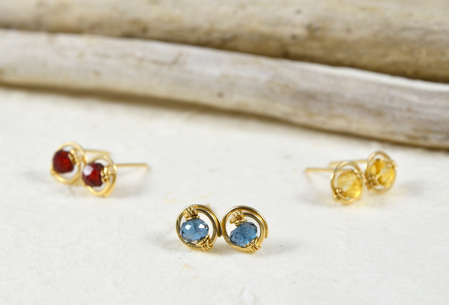 London Blue Topaz Gemstone Stud earrings in Sterling Silver or 14k Gold Filled