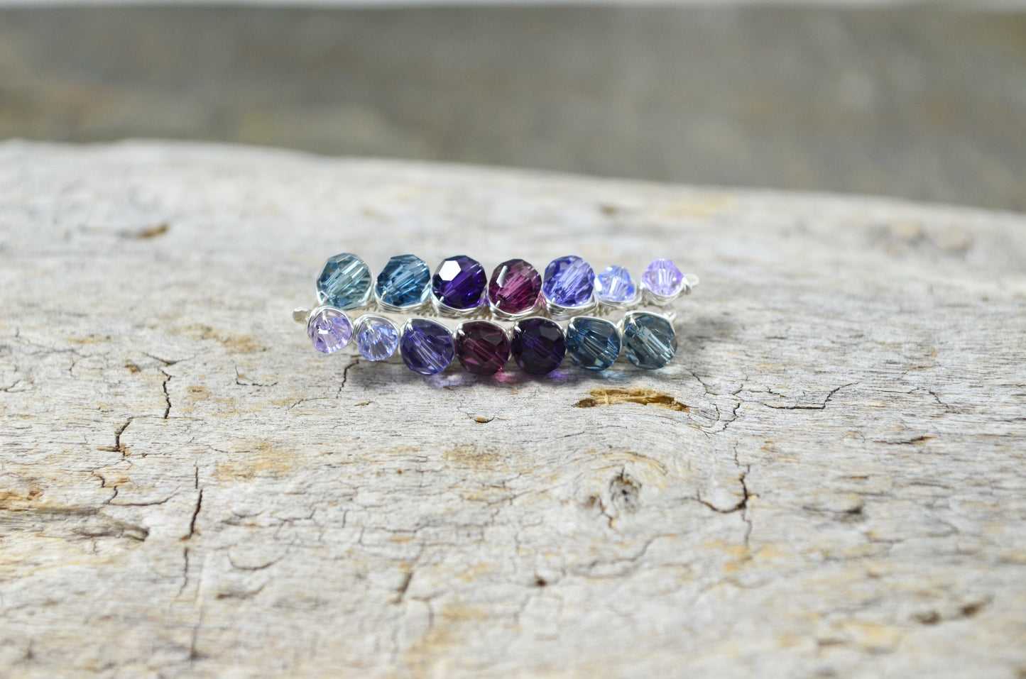 Purple Violet ombré Crystal Ear Climbers in Sterling Silver or 14k Gold Fill, ear crawler earrings