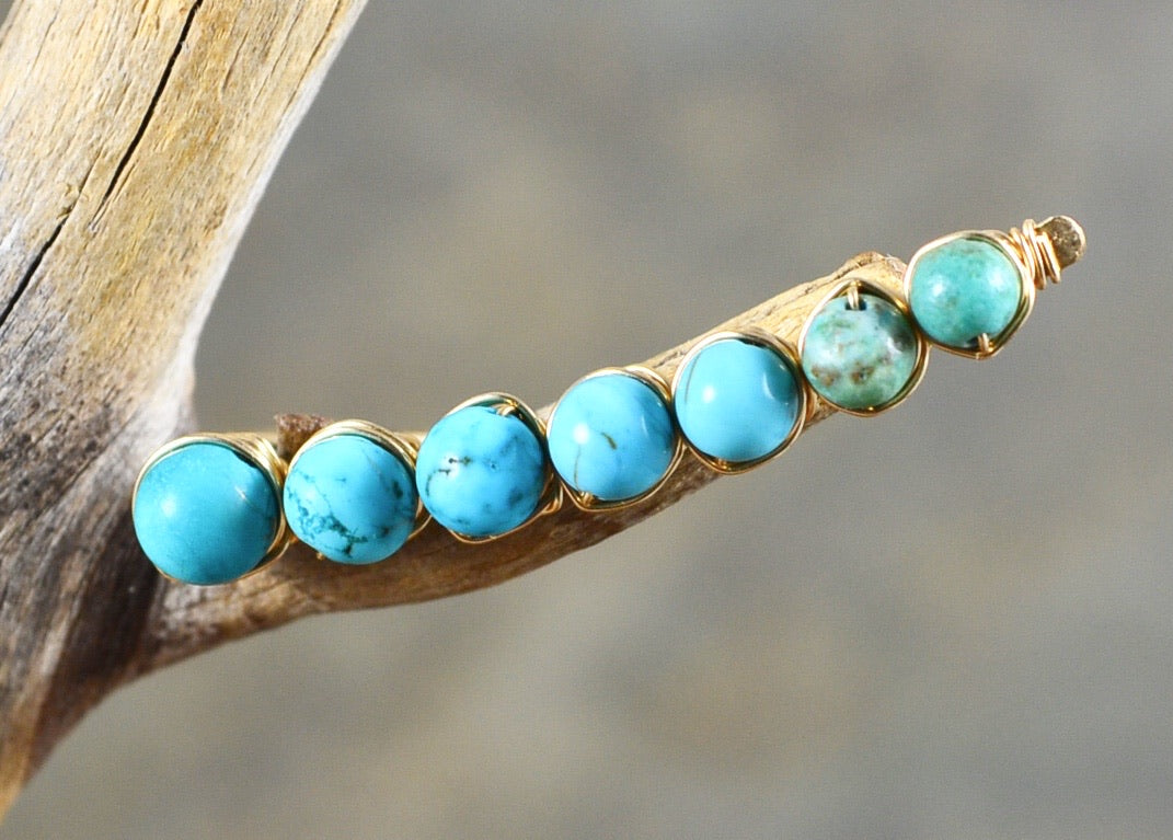 Turquoise Ear Climbers in Sterling Silver or 14k Gold Fill, December Birthstone gemstone earrings