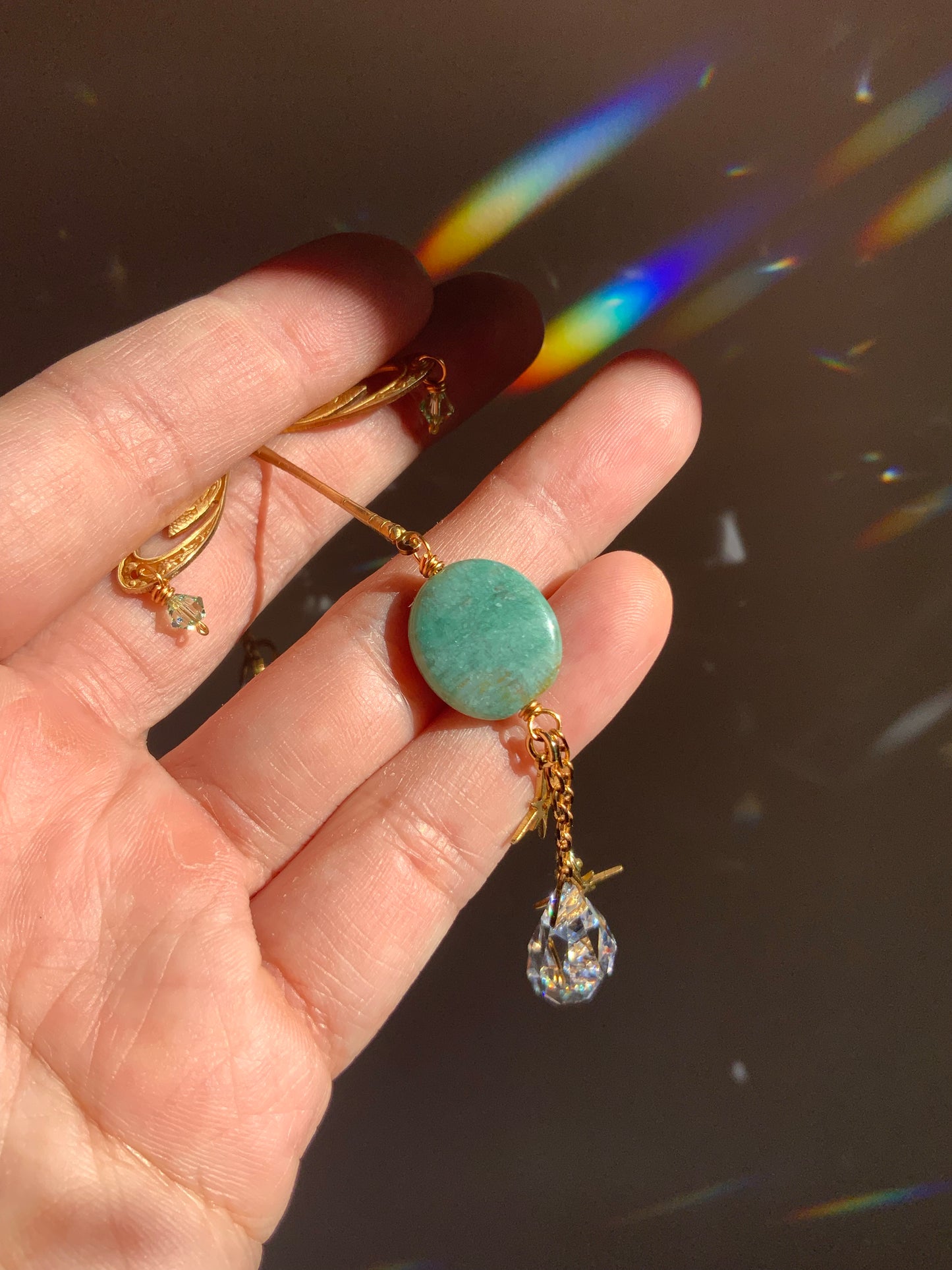 Dragonfly African Jade Crystal Rear View Mirror Car Charm, auto decoration accessories