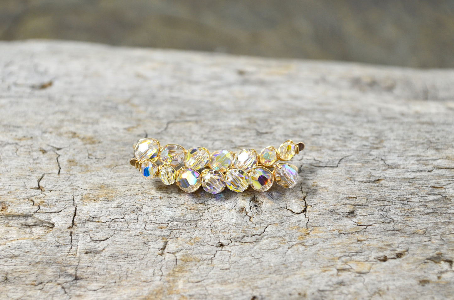 Rainbow Clear Crystal Ear Climbers in Sterling Silver or 14k Gold Fill, Crystal prism ear crawler earrings