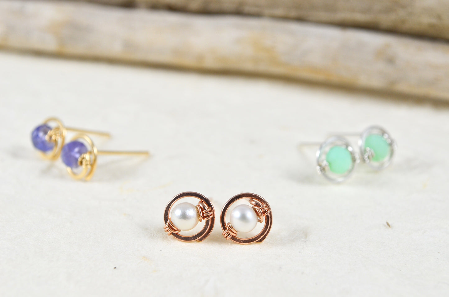 White Freshwater Pearl Stud earrings in Sterling Silver or 14k Gold Filled