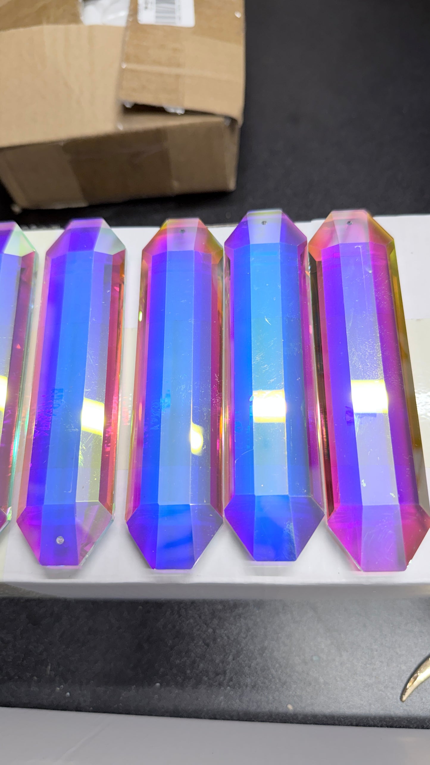Flawed Destash— 10 pcs 5 inch Iridescent AB Bar Prisms