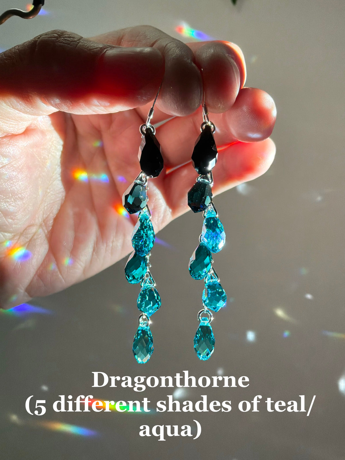 Ombré Black Series ~ *Luxe* Crystal Waterfall Earrings, Sterling Silver or 14k Gold-Filled, Purple Blue Teal Green Pink