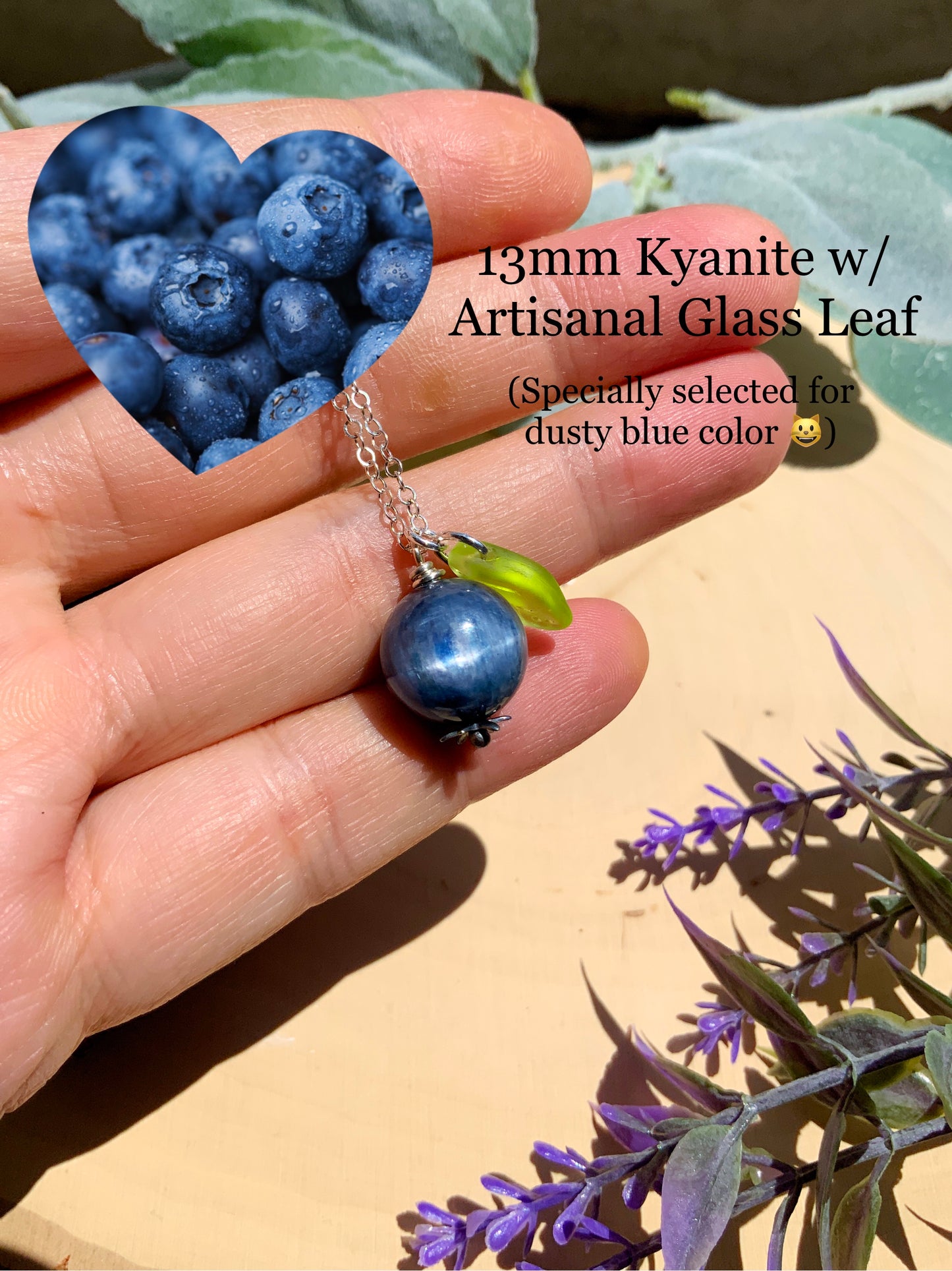 Kyanite Blueberry Necklace~ Sterling Silver 14k Gold-Filled Blue Gemstone Fruit Jewelry