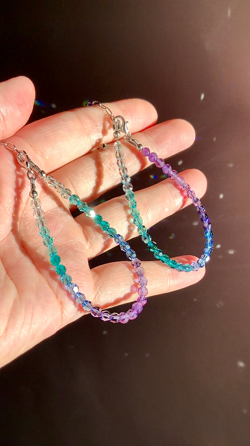 Matching Amethyst Lagoon Ombré Crystal and Gemstone Bracelet, Adjustable Length
