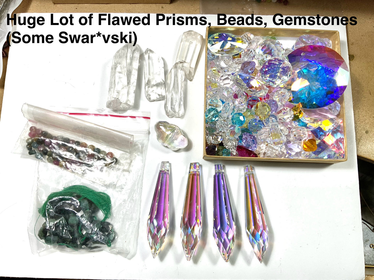 Flawed Destash— Huge lot of Crystal Prisms, Crystal beads, Gemstone