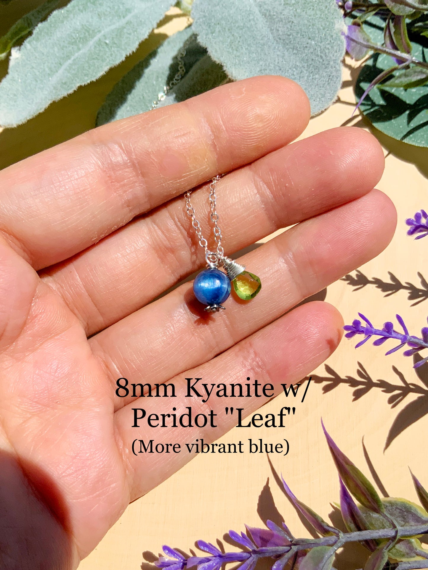 Kyanite Blueberry Necklace~ Sterling Silver 14k Gold-Filled Blue Gemstone Fruit Jewelry