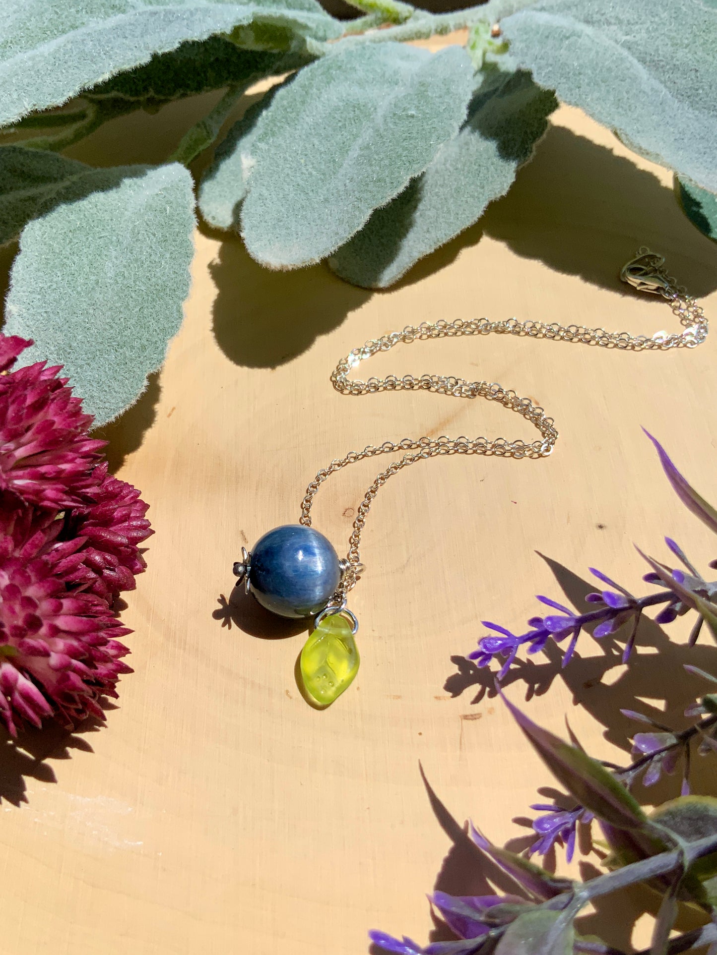 Kyanite Blueberry Necklace~ Sterling Silver 14k Gold-Filled Blue Gemstone Fruit Jewelry