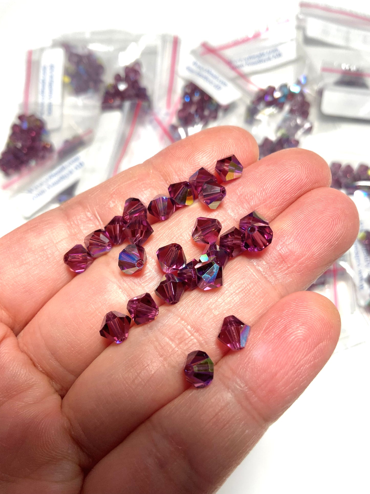 Surplus Swar*vski Destash—  8 Bags (192 pcs)— 5301 6mm Bicone Amethyst AB