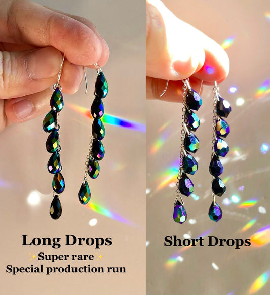 "Midnight Stardust" ~ *Luxe* Crystal Waterfall earrings, Sterling Silver or 14k Gold-Filled