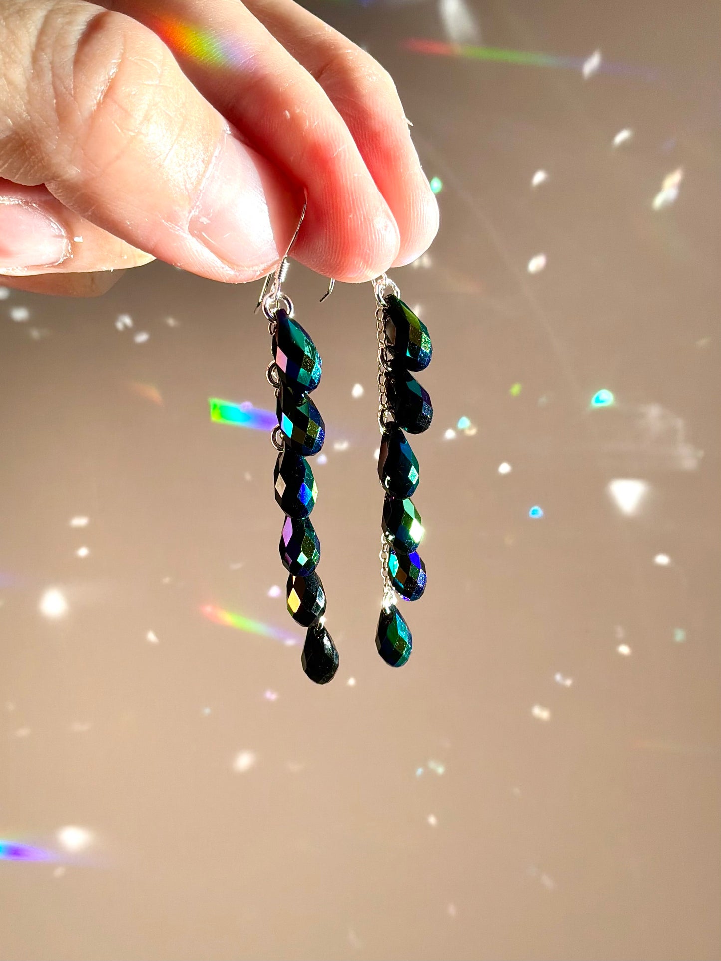 "Midnight Stardust" ~ *Luxe* Crystal Waterfall earrings, Sterling Silver or 14k Gold-Filled