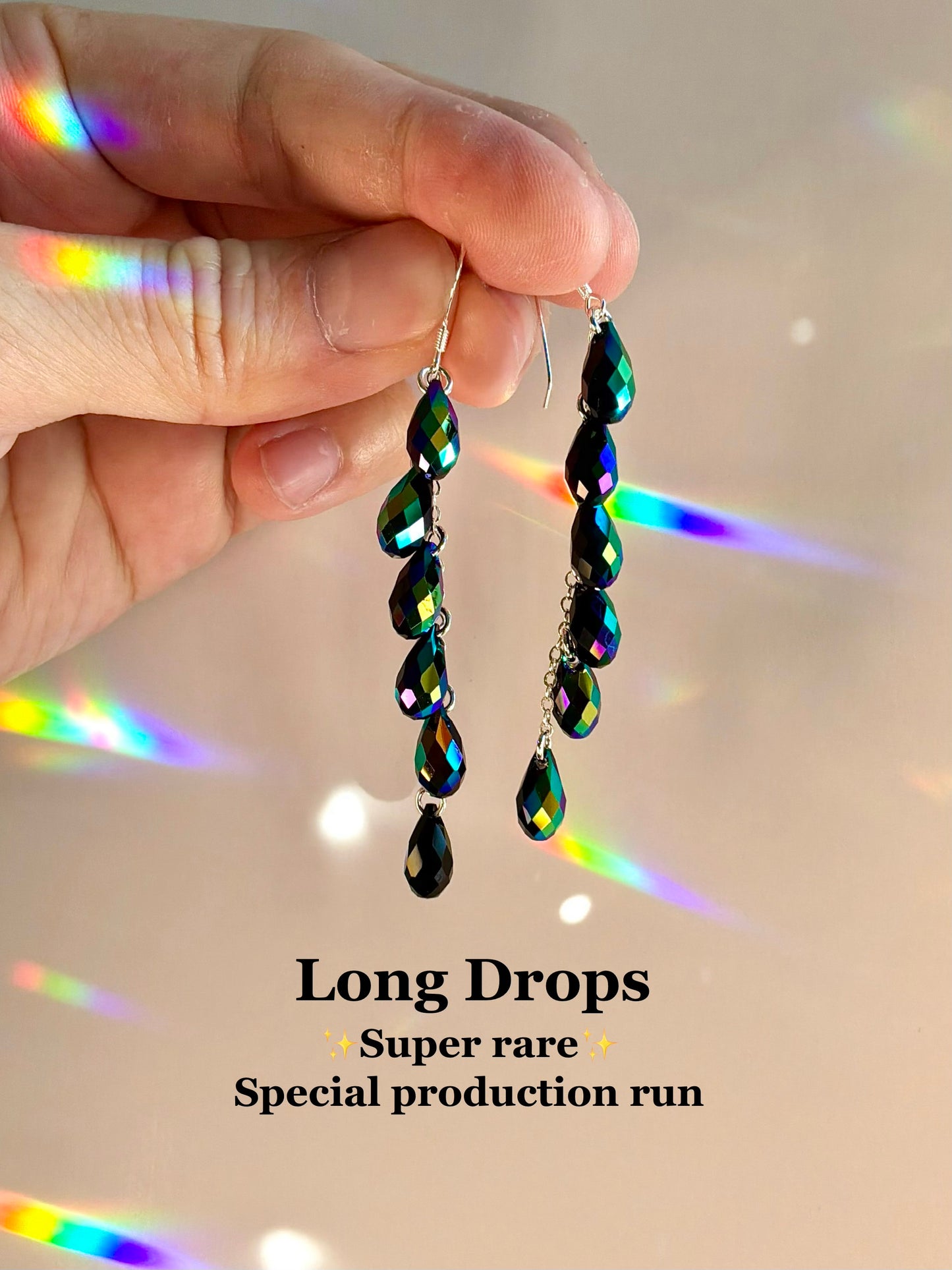 "Midnight Stardust" ~ *Luxe* Crystal Waterfall earrings, Sterling Silver or 14k Gold-Filled
