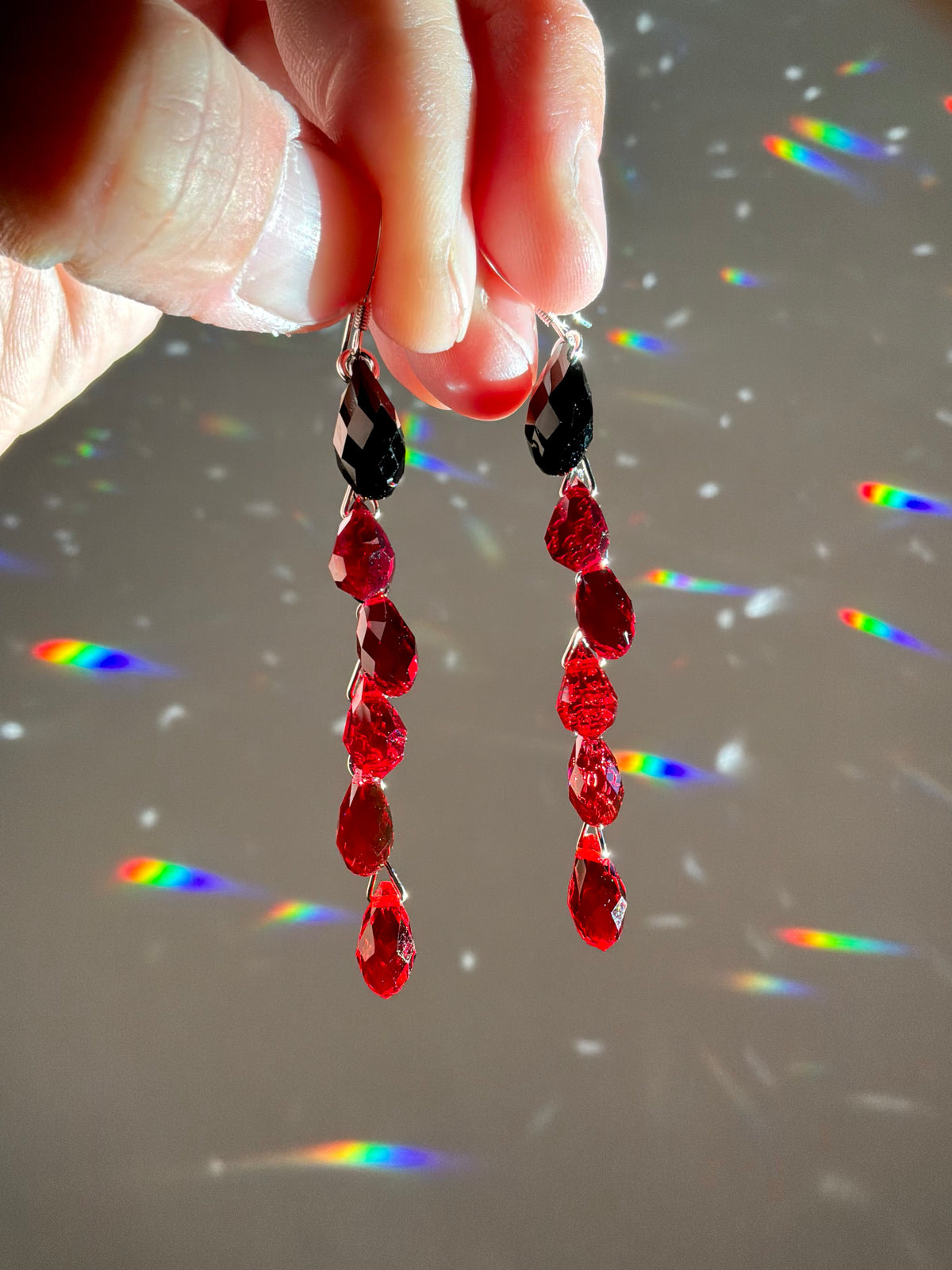 Ombré Black Series ~ *Luxe* Crystal Waterfall Earrings, Sterling Silver or 14k Gold-Filled, Purple Blue Teal Green Pink