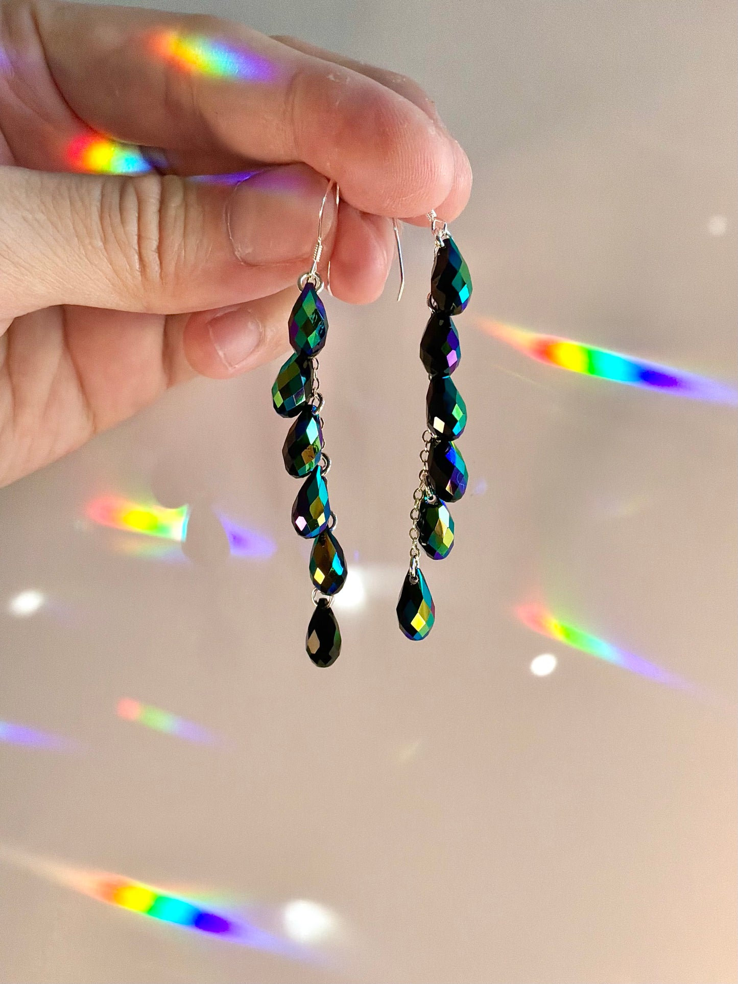 "Midnight Stardust" ~ *Luxe* Crystal Waterfall earrings, Sterling Silver or 14k Gold-Filled