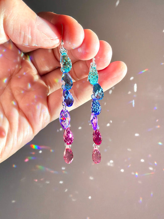 "Jubilee" ~ *Luxe* Ombré Crystal Waterfall Earrings with The Perfect Purple, Sterling Silver or 14k Gold-Filled