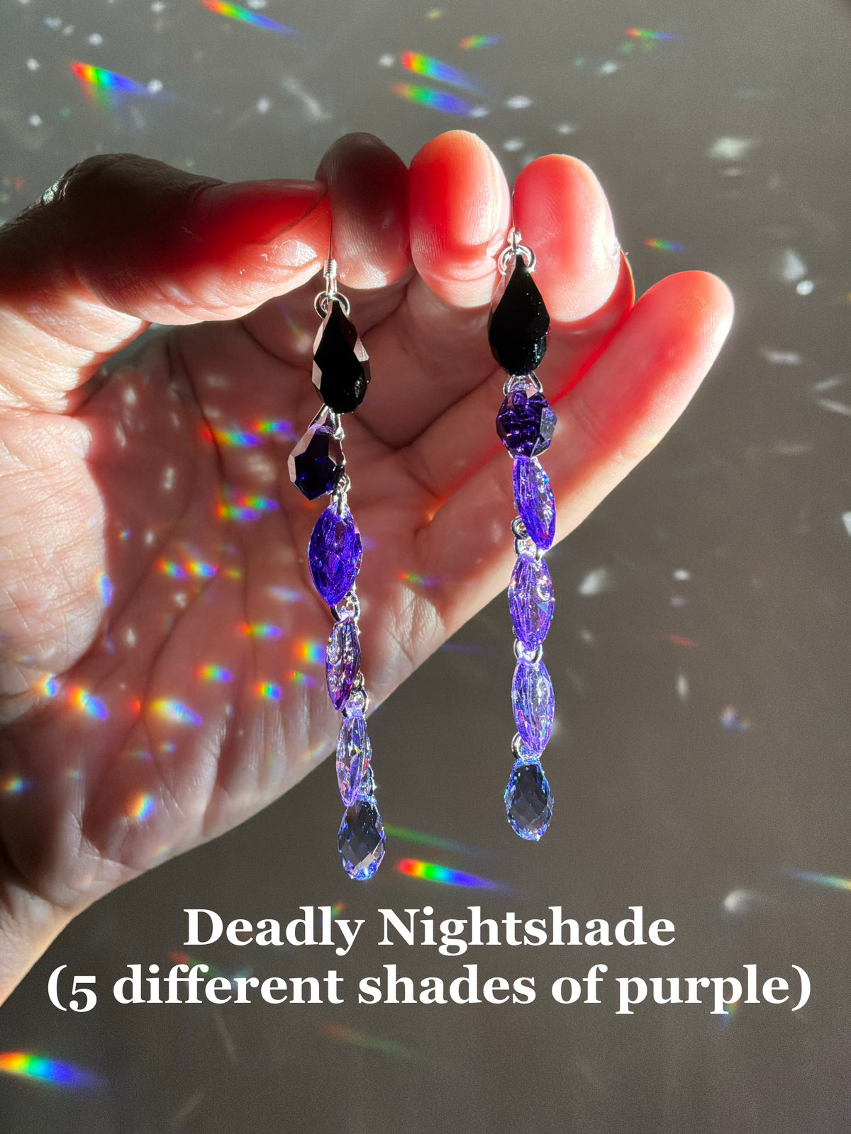 Ombré Black Series ~ *Luxe* Crystal Waterfall Earrings, Sterling Silver or 14k Gold-Filled, Purple Blue Teal Green Pink