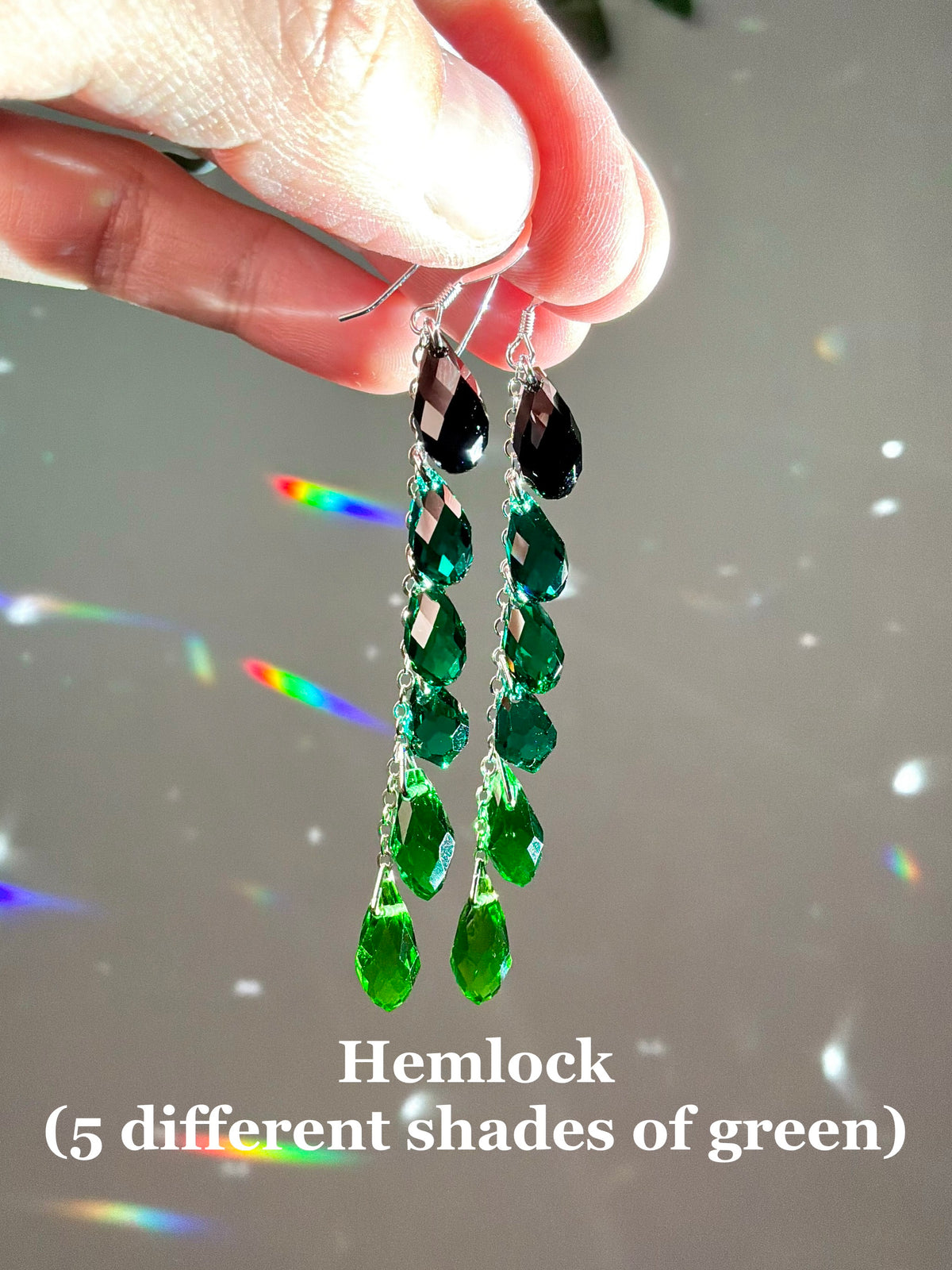 Ombré Black Series ~ *Luxe* Crystal Waterfall Earrings, Sterling Silver or 14k Gold-Filled, Purple Blue Teal Green Pink