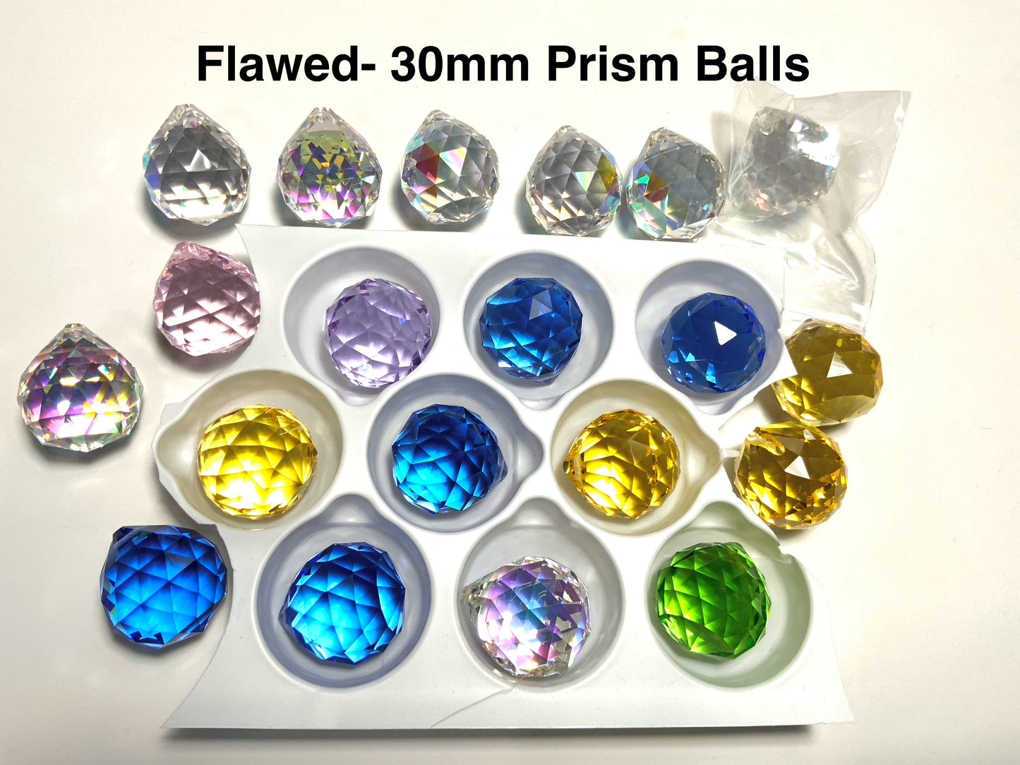 Flawed Destash— 1.75 lbs, Various 30mm Prism Balls— 20 pcs.